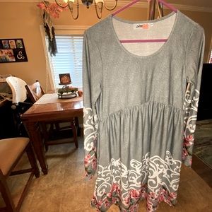 Grey dress with floral long sleeve